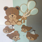 Pinfliers Teddy Bear Theme Birthday Party Big Paper Cutouts, 6 pieces in 1 pack