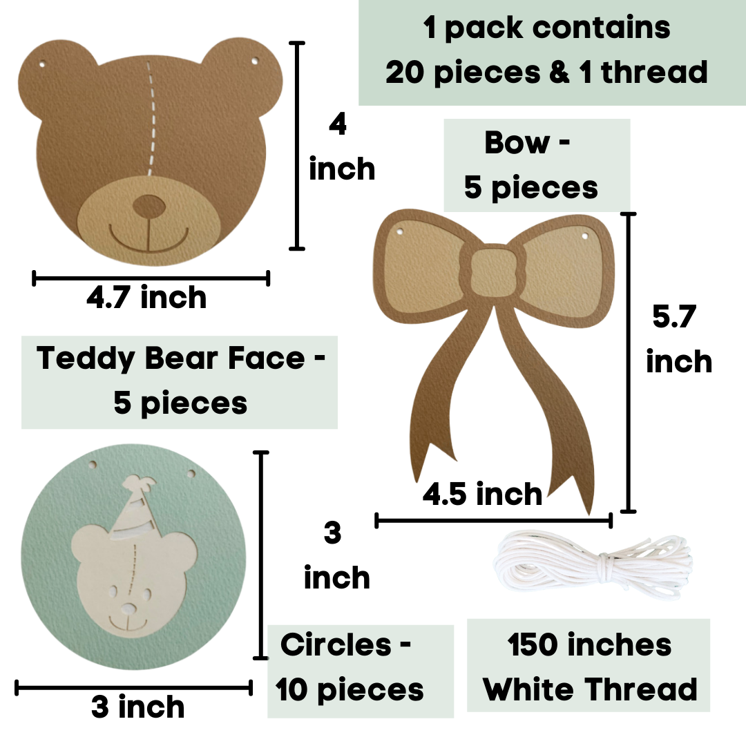 Pinfliers Teddy Bear Theme Party Paper Bunting