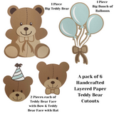 Pinfliers Teddy Bear Theme Birthday Party Big Paper Cutouts, 6 pieces in 1 pack