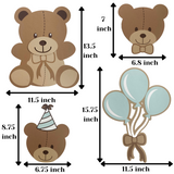 Pinfliers Teddy Bear Theme Birthday Party Big Paper Cutouts, 6 pieces in 1 pack