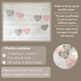 Pinfliers Happy Anniversary|Valentines Day Decoration Items,Pink Heart Shape Paper Bunting/Banner|Backdrop for Valentines|Wedding Anniversary Decor,15 pieces,75 inches in Length