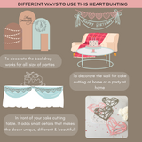 Pinfliers Happy Anniversary|Valentines Day Decoration Items,Pink Heart Shape Paper Bunting/Banner|Backdrop for Valentines|Wedding Anniversary Decor,15 pieces,75 inches in Length
