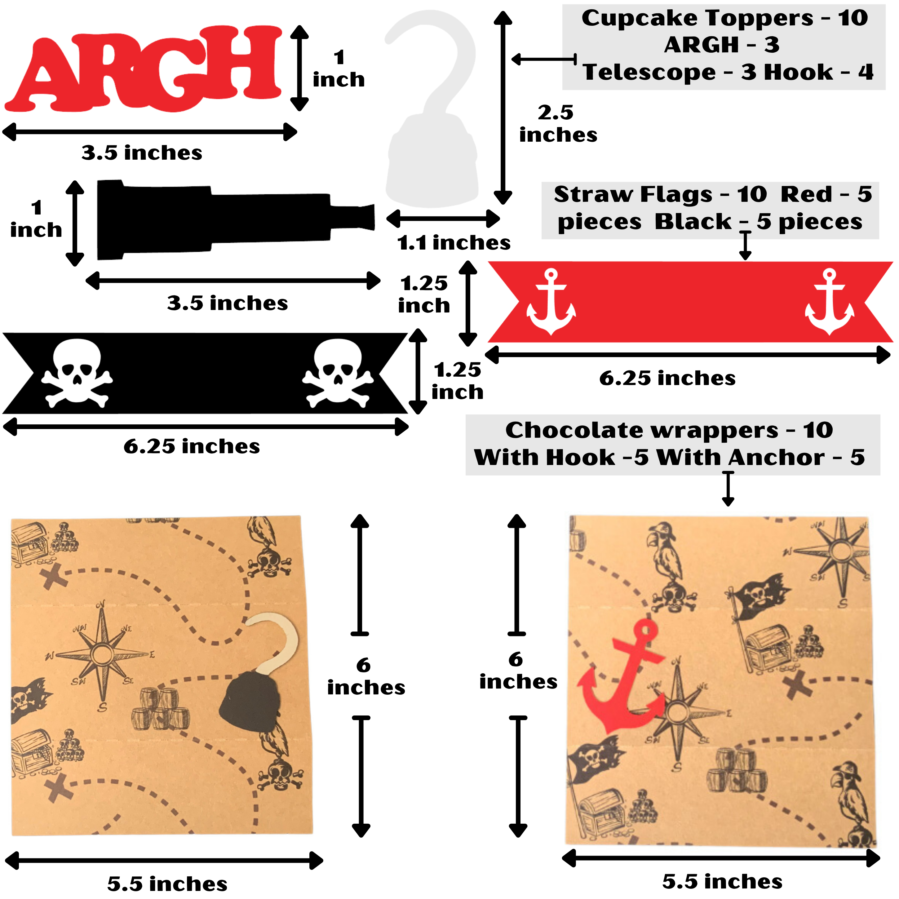 Pinfliers Pirate Theme Birthday Party, A Combo for 10 kids
