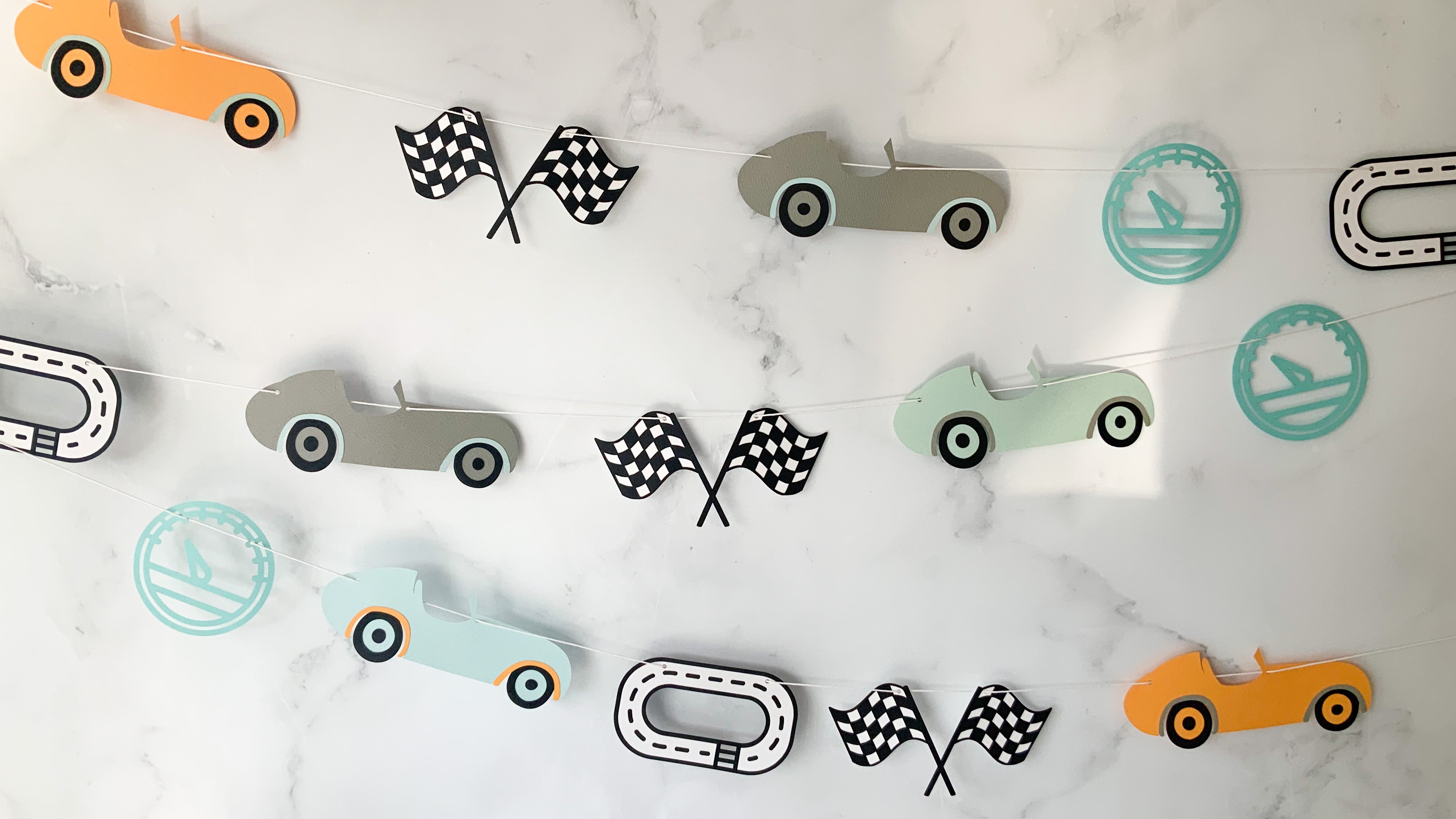 Pinfliers Car / Race Car Theme Birthday Party Paper Bunting|Garland, Backdrop Decoration