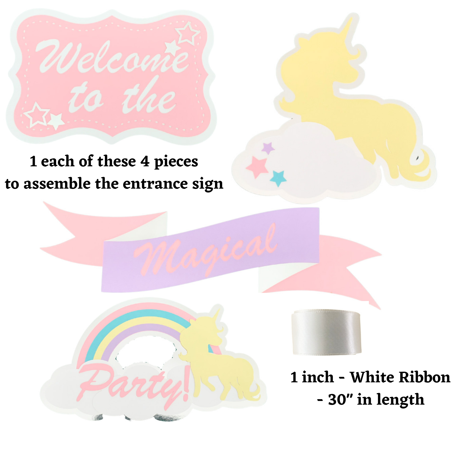 Pinfliers Pastel Unicorn Theme Birthday Party Decoration Paper Entrance Sign