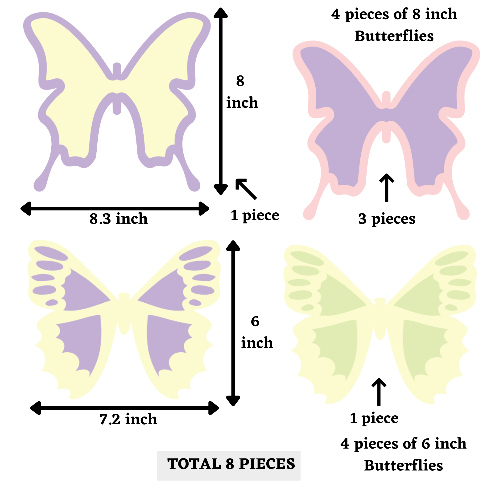 Pinfliers Butterfly Theme Birthday Party Big Paper Cutouts, A set of 86 pieces