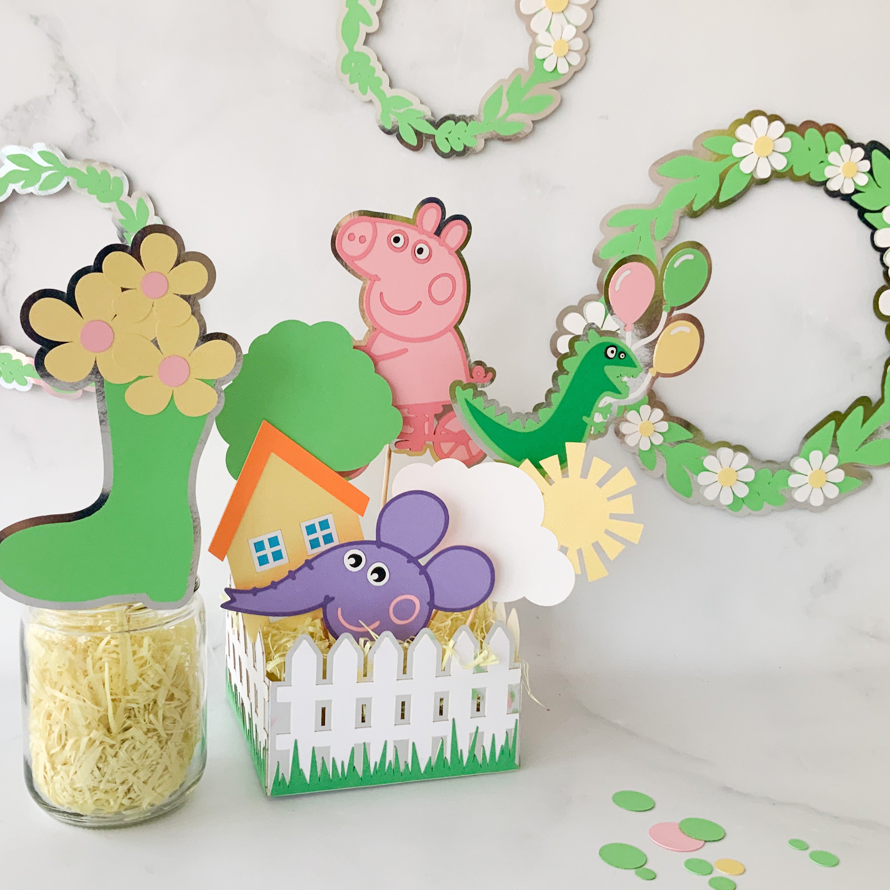 Pinfliers Centerpiece Paper Fence Box for Theme Birthday Party Decoration