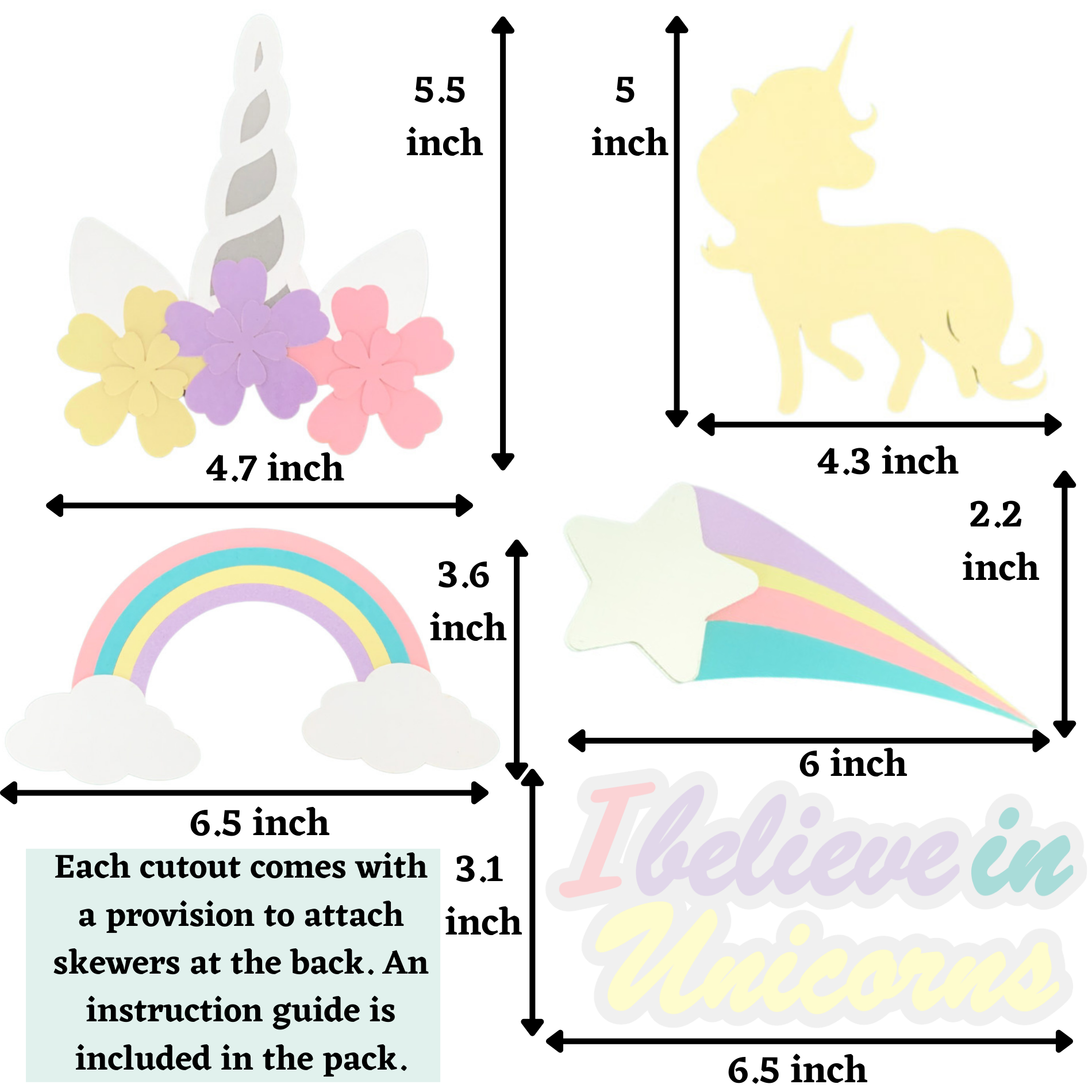 Pinfliers Pastel Unicorn Theme Birthday Party Decoration Paper Small Cutouts for Centerpiece