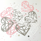 Pinfliers Happy Anniversary|Valentines Day Decoration Items,Pink Heart Shape Paper Bunting/Banner|Backdrop for Valentines|Wedding Anniversary Decor,15 pieces,75 inches in Length