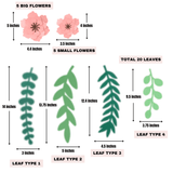 Pinfliers Flower Garland with Pink Paper Flower and Leaves for Birthday Party Decorations
