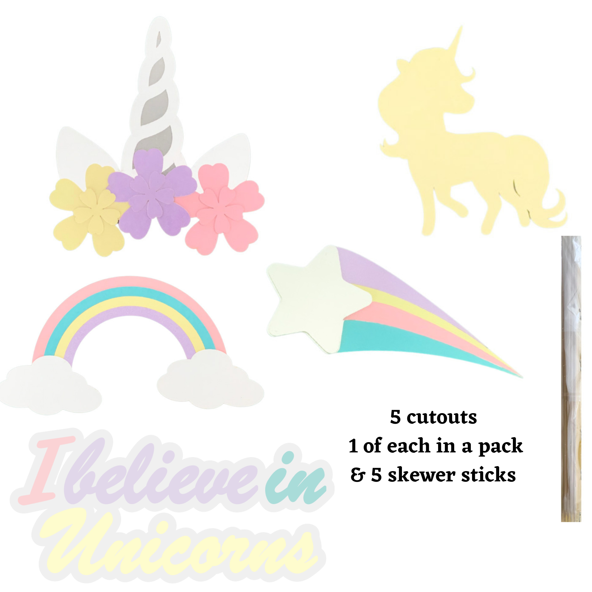 Pinfliers Pastel Unicorn Theme Birthday Party Decoration Paper Small Cutouts for Centerpiece