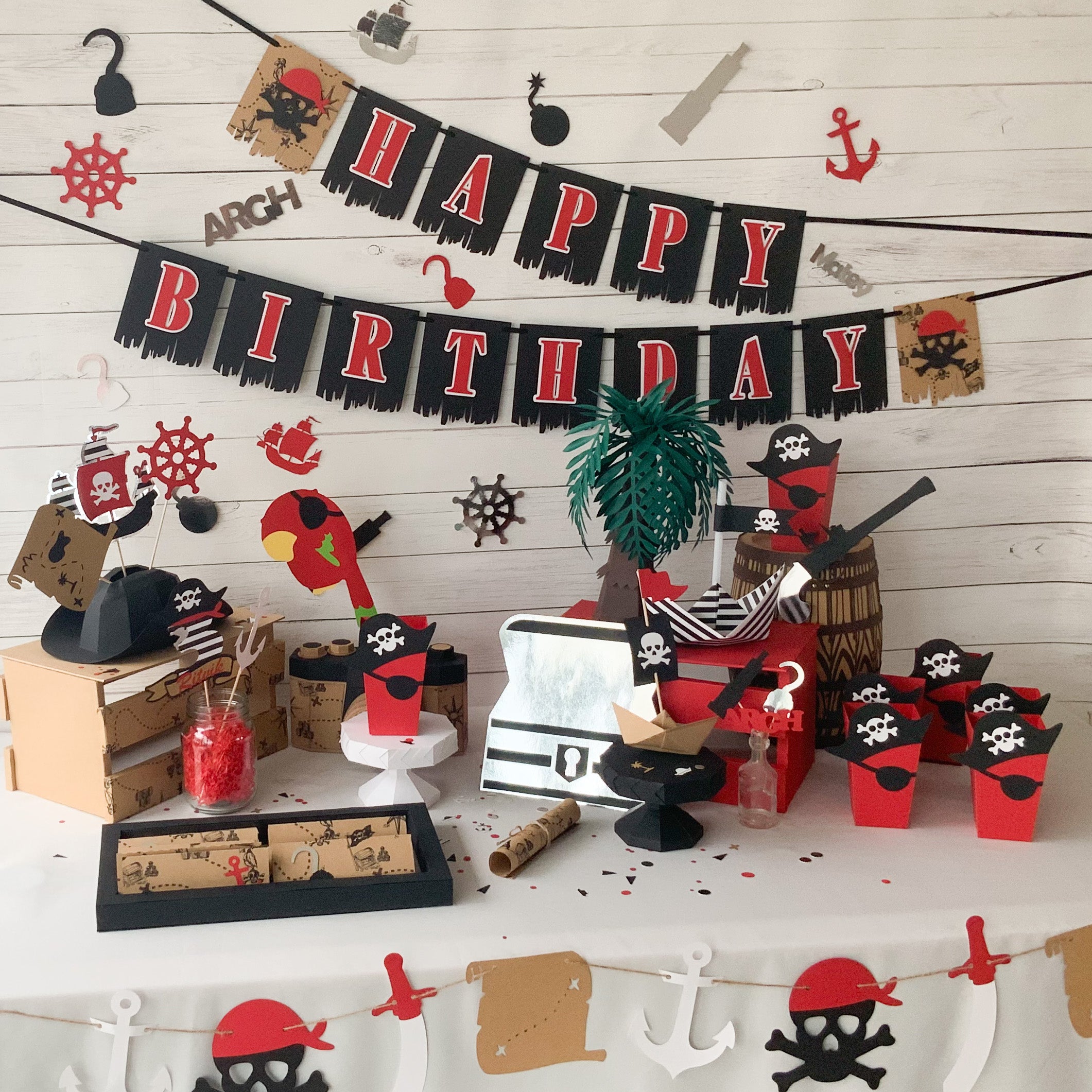 Pinfliers Pirate Theme Birthday Party Paper Happy Birthday Banner