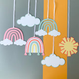 Pinfliers Boho Rainbow theme pastel birthday party decoration, Hanging, A set of 6