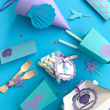 Pinfliers Mermaid Theme Birthday Party Decoration Paper Popcorn Boxes, French Fries Box