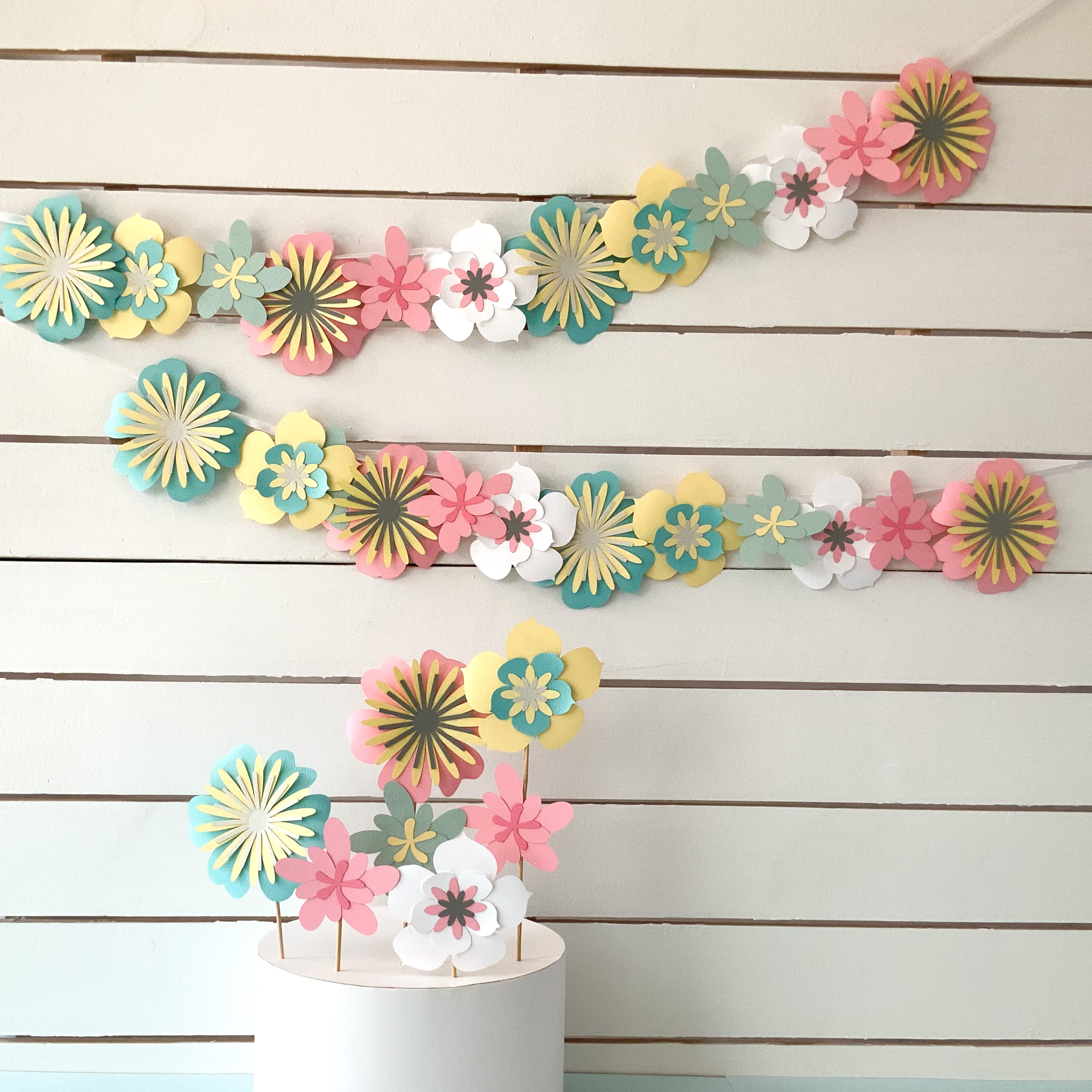 Pinfliers Flower Garland with Pink Paper Flower and Leaves for Birthda