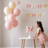Pinfliers Bows Theme 1st, 18, teens birthday decor, valentines day decoration, bridal shower/ 12 paper pastel ribbons/ bunting, flags, banner, 72" in length