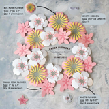 Pinfliers Paper Flower Garland with Pink & Yellow Flowers for Party Decoration, 18 flowers