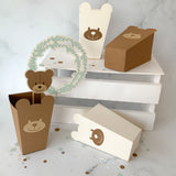 Pinfliers Teddy Bear Theme Birthday Party| Baby Shower Paper French Fries / Popcorn Boxes, A set of Popcorn Tubs