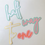 Pinfliers 1/2 way to one banner, pastel 6 month milestone celebration, 4 pieces