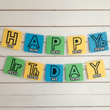 Pinfliers Science Theme Happy Birthday Banner for Boys/Girls, Paper Banner,10 pcs Bunting/Banner/Flags,45 inches in Length