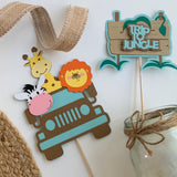 Pinfliers Jungle / Safari Theme Birthday decoration, Paper Cake Topper , 2 in a pack