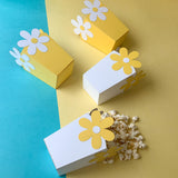 Pinfliers Daisy theme birthday paper decoration, 10 paper daisy flower popcorn boxes , White & Yellow