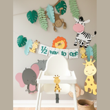 Pinfliers Jungle Theme Paper Birthday Decoration Set, Cake Topper, Hangings, Animal Cutouts, Leaf Garland, Happy Birthday Decoration Kit,19 Pieces