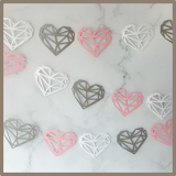 Pinfliers Happy Anniversary|Valentines Day Decoration Items,Pink Heart Shape Paper Bunting/Banner|Backdrop for Valentines|Wedding Anniversary Decor,15 pieces,75 inches in Length