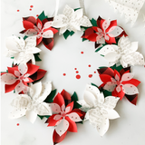 Pinfliers Paper Poinsettia Wreath for Christmas Decoration