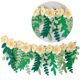 Pinfliers Flower Garland with Cream and Yellow Paper Flower and Leaves for Birthday Party Decorations