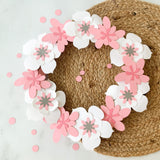 Pinfliers Summer / Tropical Theme Paper Flower Garland with Pink & Yellow Flowers for Birthday Party Decoration