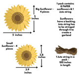 Pinfliers Rustic / Sunshine Theme Paper Sunflower Garland for Birthday Party