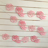 Pinfliers Happy Anniversary/Valentines Day Decoration Items, Rose Flower Pastel Paper Bunting/Garland, 10 pcs, 56 inches Length, Pink