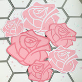 Pinfliers Paper Rose Flower Cutouts For Birthday / Happy Anniversary / Valentines Day Decoration, 6 pieces, Pink