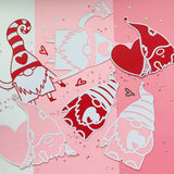 Pinfliers Valentines/Galentines Day Celebration Decoration Gnomes Cutout, 6 pieces, Red, Pink, White