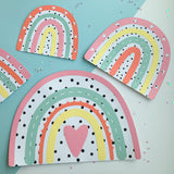 Pinfliers Boho Rainbow Theme Paper Cutouts for Birthday Decoration for Girls, 9 Big Pastel Boho Rainbow Theme Cutouts