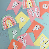 Pinfliers Boho Rainbow Theme Birthday Decorations, Paper Happy Birthday Banner, 13 pennants & 2 Boho Rainbow Theme Cutouts, 62" Length