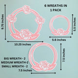 Pinfliers Paper Rose Wreath Cutouts for Proposal / Happy Anniversary / Valentines Day / Birthday Decoration, 6 pieces, Pink