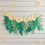 Pinfliers Flower Garland with Cream and Yellow Paper Flower and Leaves for Birthday Party Decorations