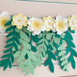 Pinfliers Flower Garland with Cream and Yellow Paper Flower and Leaves for Birthday Party Decorations Small Pack